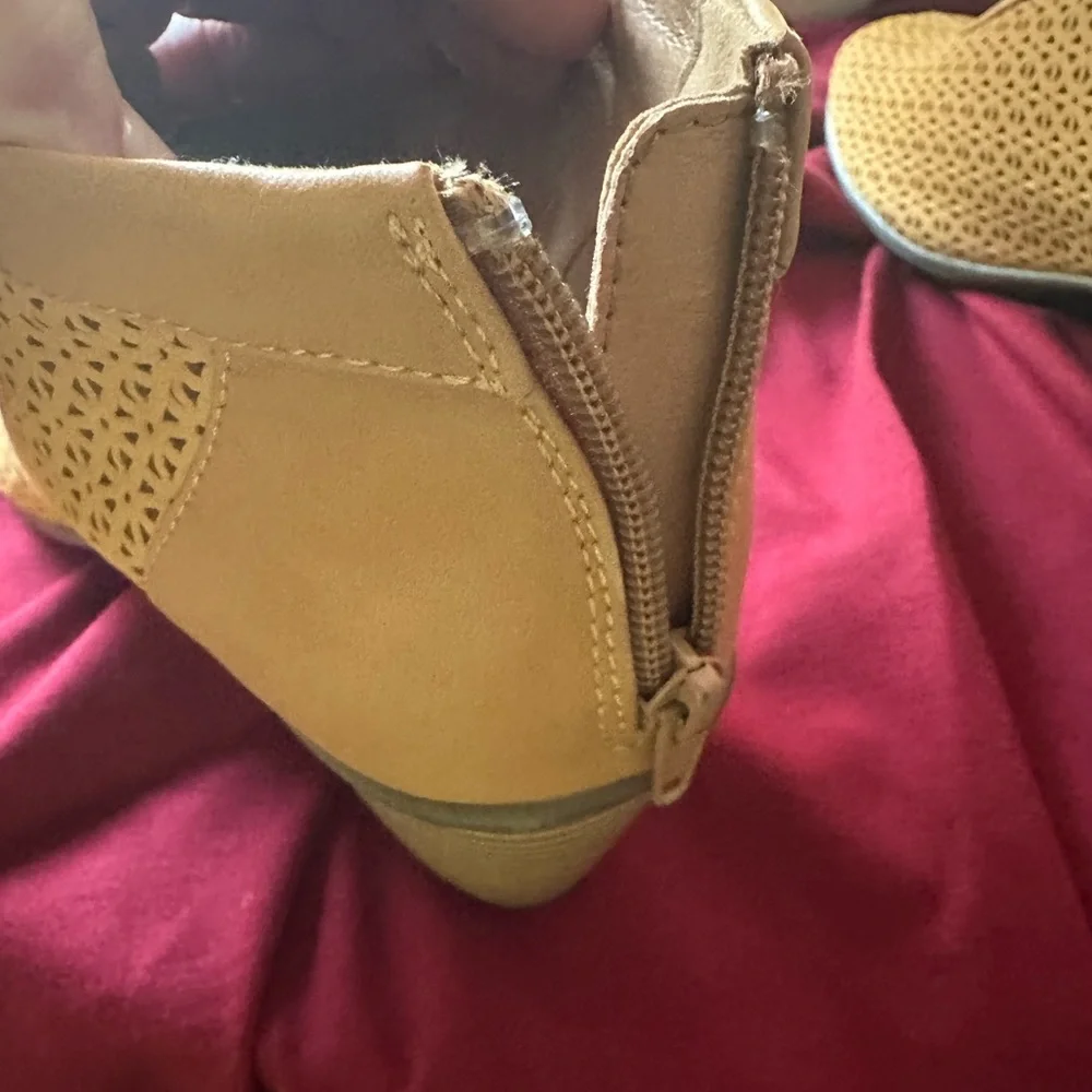 Earth Yellow Perforated Open-Toe Ankle Booties